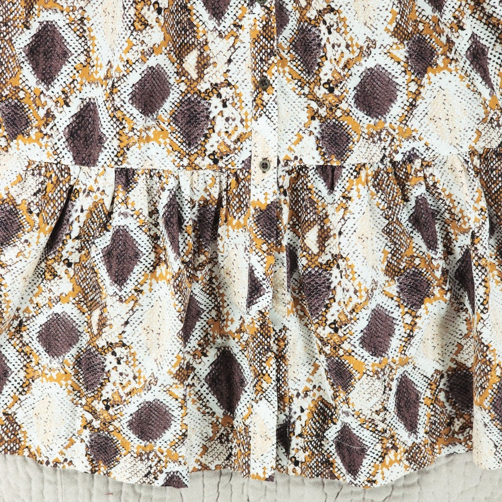 Anthropologie Maeve Maxi Dress 4 Brown Snakeskin Print Tiered Button Front Boho - Picture 10 of 12